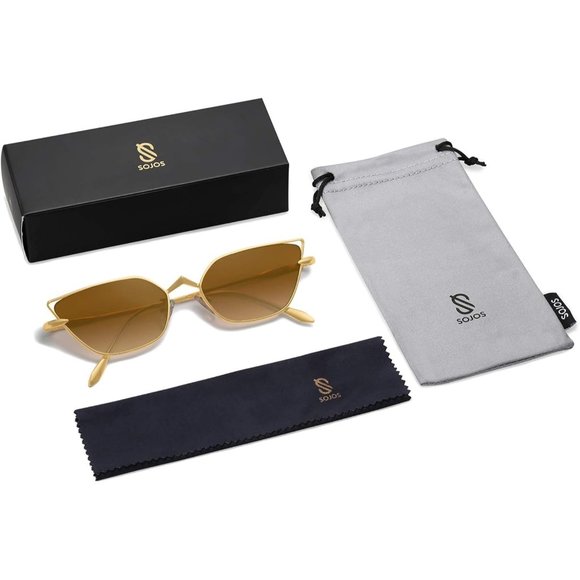 ✨Women\'s Brown Small Cateye Sunglasses Fashion Narrow Trendy Rectangle Sunnies
